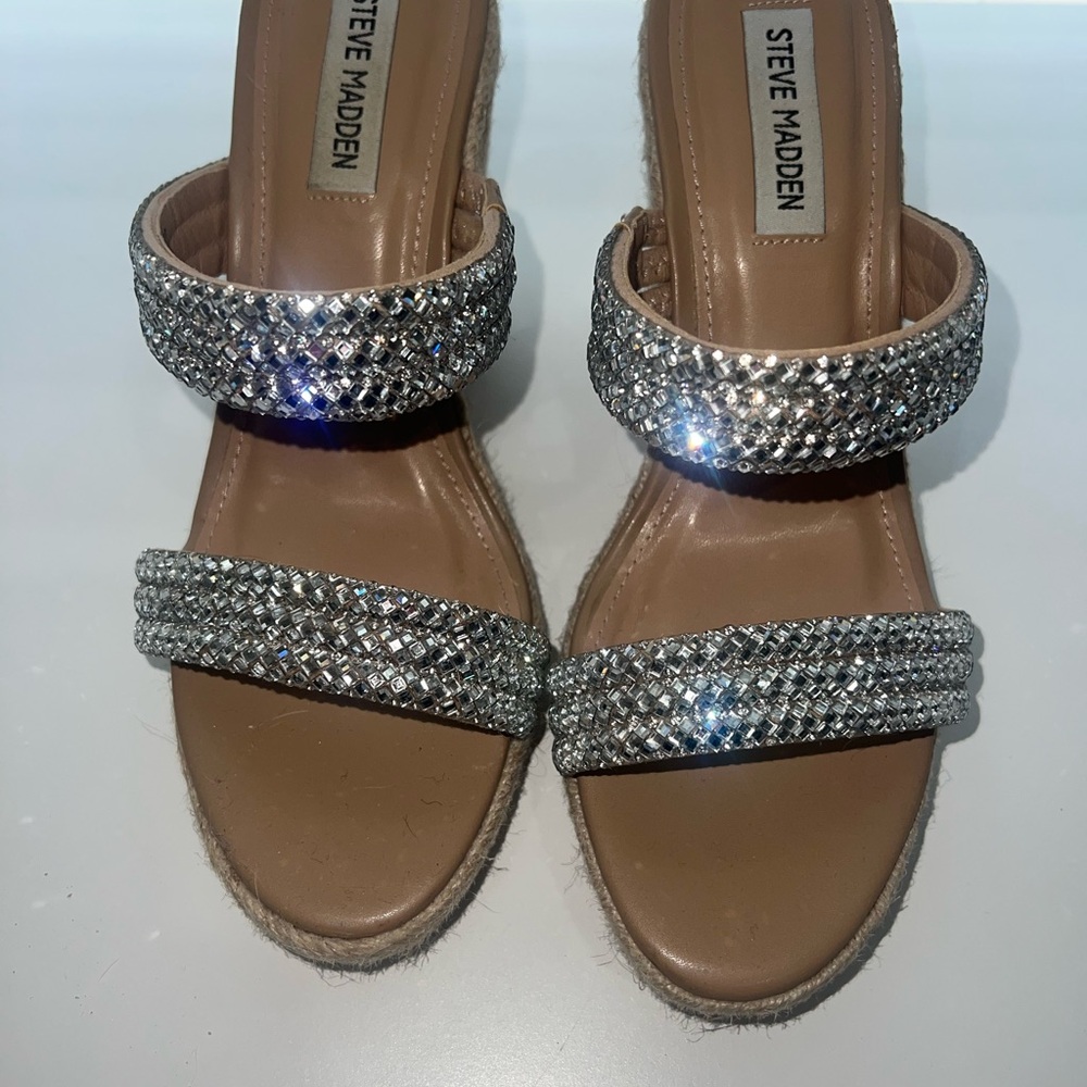 Steve Madden Silver Rhinestone Sandals